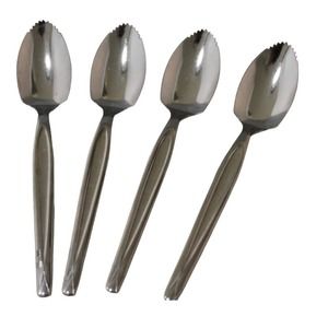 Stainless Steel-Cross Pattern Grapefruit/Citrus serrated spoon, set of 4 Japan